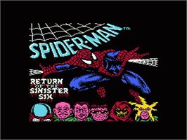 Title screen of Spider-Man: Return of the Sinister Six on the Nintendo NES.
