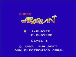 Title screen of Super Arabian on the Nintendo NES.