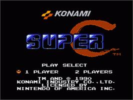 Title screen of Super C on the Nintendo NES.