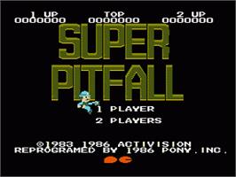 Title screen of Super Pitfall on the Nintendo NES.