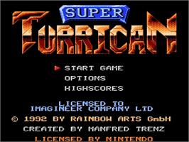 Title screen of Super Turrican on the Nintendo NES.