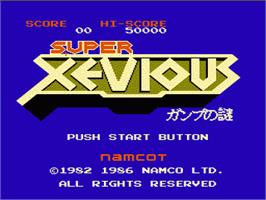 Title screen of Super Xevious on the Nintendo NES.