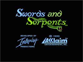 Title screen of Swords and Serpents on the Nintendo NES.