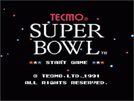 Title screen of Tecmo Super Bowl on the Nintendo NES.