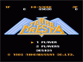 Title screen of Terra Cresta on the Nintendo NES.