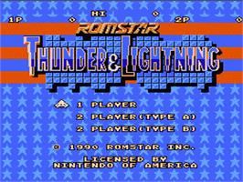 Title screen of Thunder & Lightning on the Nintendo NES.