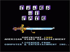 Title screen of Tiles of Fate on the Nintendo NES.