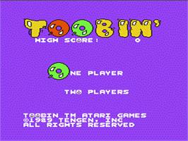 Title screen of Toobin' on the Nintendo NES.
