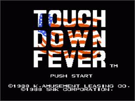 Title screen of TouchDown Fever on the Nintendo NES.