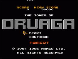 Title screen of Tower of Druaga on the Nintendo NES.