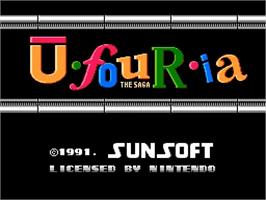 Title screen of Ufouria: The Saga on the Nintendo NES.