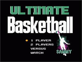 Title screen of Ultimate Basketball on the Nintendo NES.