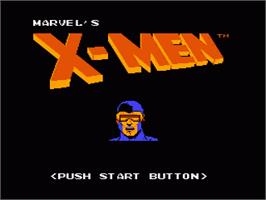 Title screen of Uncanny X-Men on the Nintendo NES.