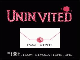 Title screen of Uninvited on the Nintendo NES.
