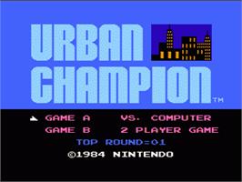 Title screen of Urban Champion on the Nintendo NES.
