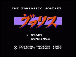 Title screen of Valis: The Fantasm Soldier on the Nintendo NES.