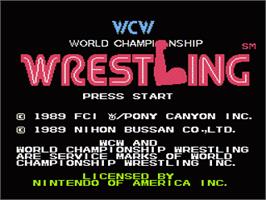 Title screen of WCW: World Championship Wrestling on the Nintendo NES.