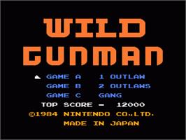 Title screen of Wild Gunman on the Nintendo NES.