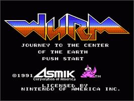 Title screen of Wurm: Journey to the Center of the Earth on the Nintendo NES.