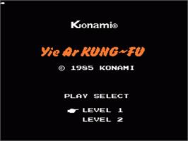 Title screen of Yie Ar Kung-Fu on the Nintendo NES.