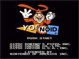 Title screen of Yo! Noid on the Nintendo NES.