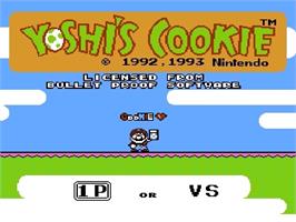 Title screen of Yoshi's Cookie on the Nintendo NES.