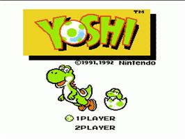 Title screen of Yoshi on the Nintendo NES.