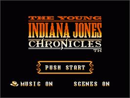 Title screen of Young Indiana Jones Chronicles on the Nintendo NES.