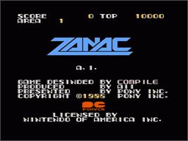 Title screen of Zanac A.I. on the Nintendo NES.