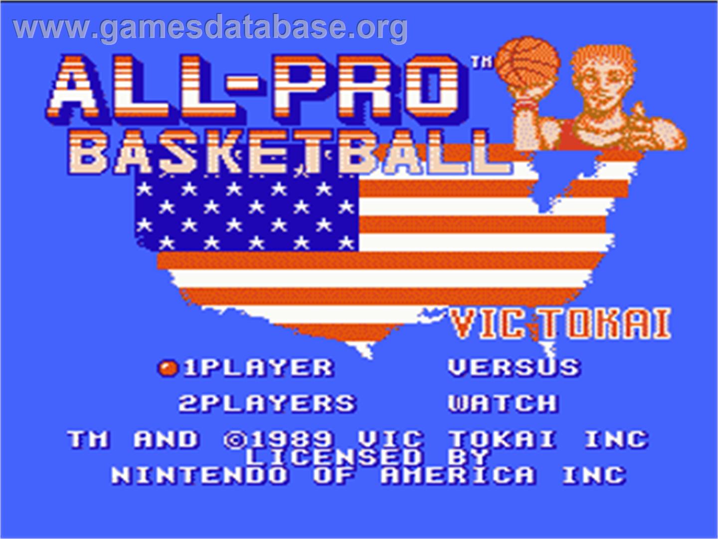 All-Pro Basketball - Nintendo NES - Artwork - Title Screen
