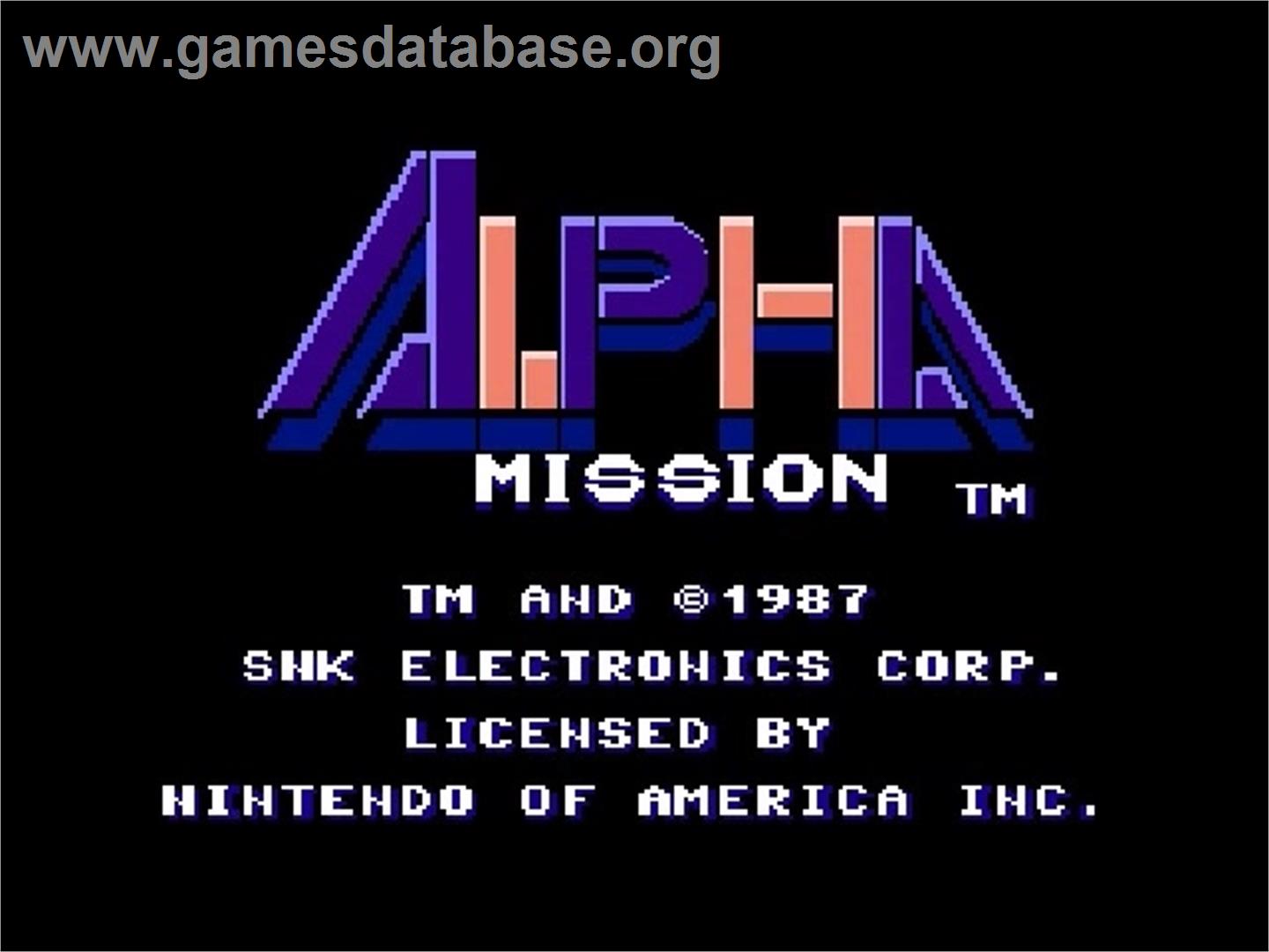 Alpha Mission - Nintendo NES - Artwork - Title Screen