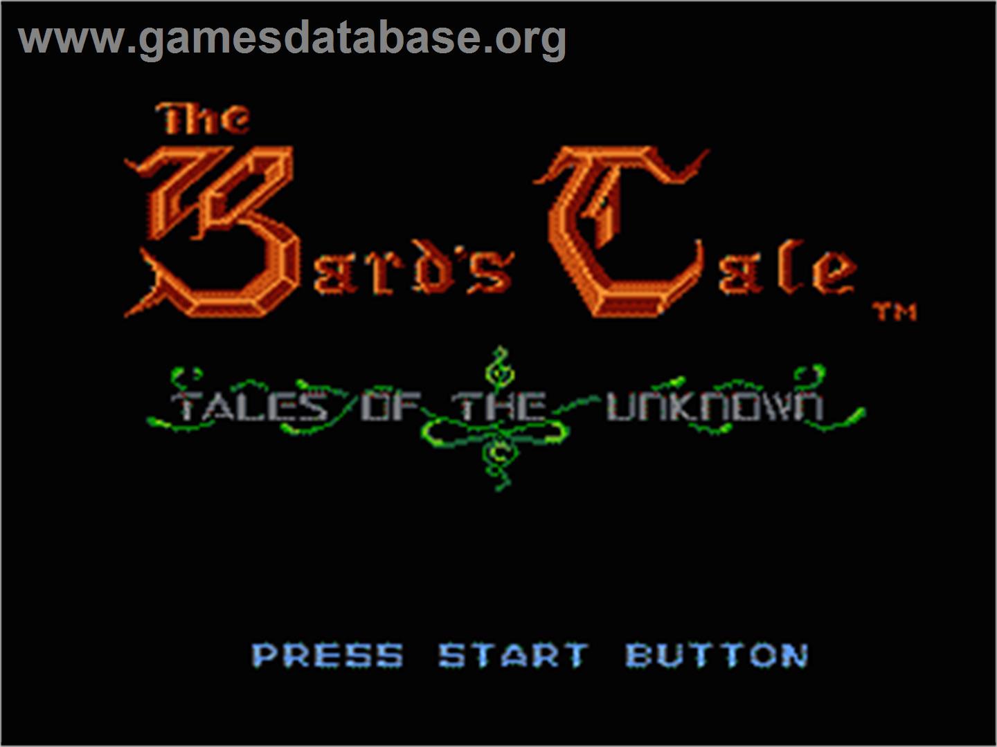 Bard's Tale: Tales of the Unknown - Nintendo NES - Artwork - Title Screen