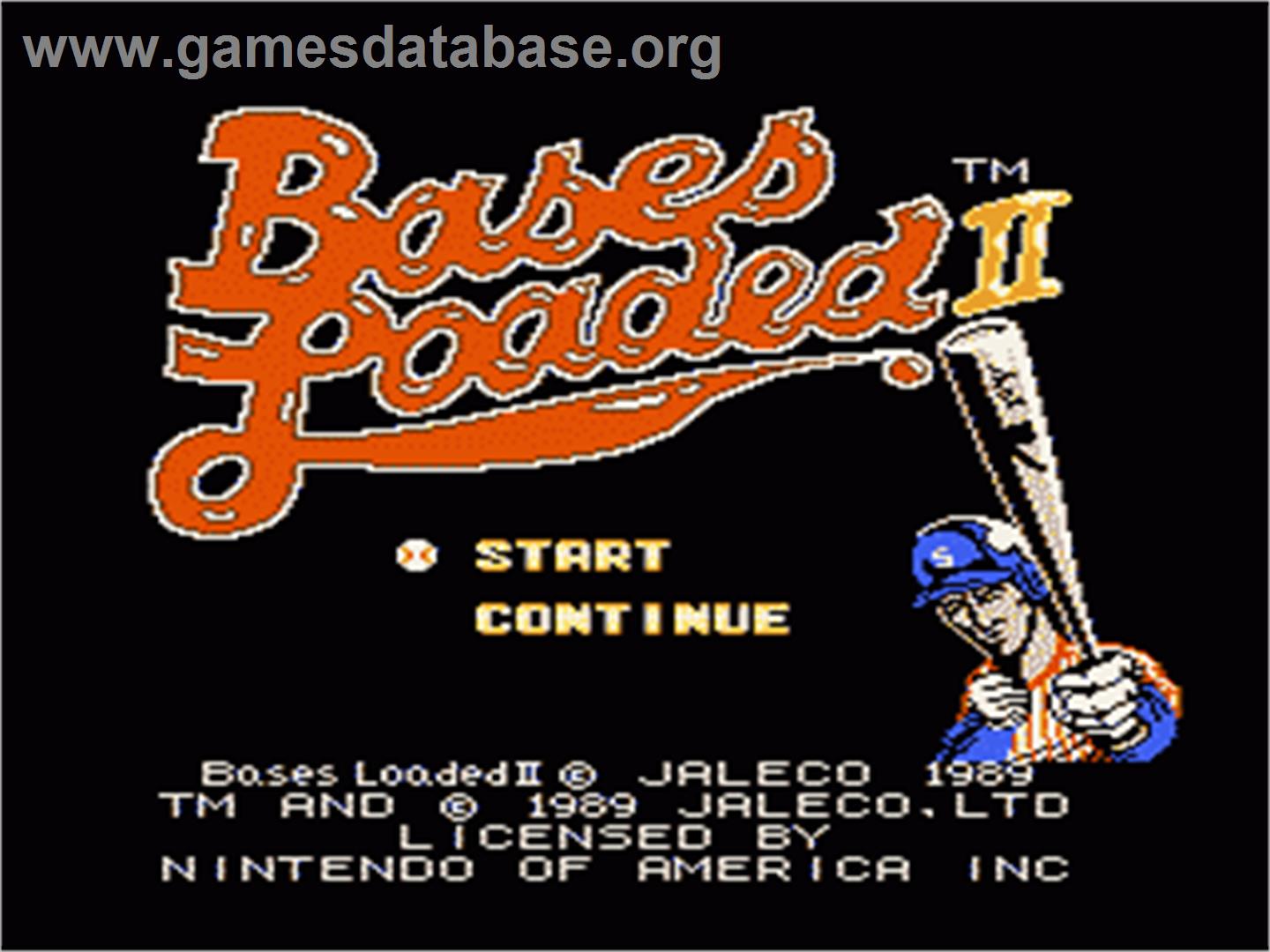 Bases Loaded II: Second Season - Nintendo NES - Artwork - Title Screen