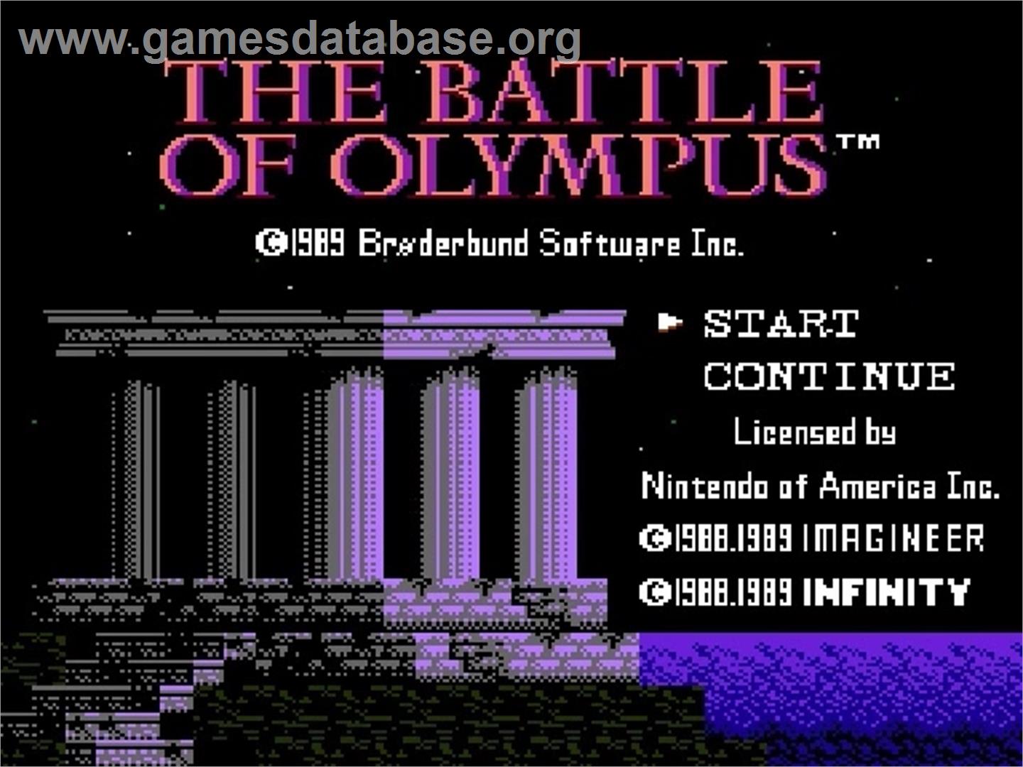 Battle of Olympus - Nintendo NES - Artwork - Title Screen
