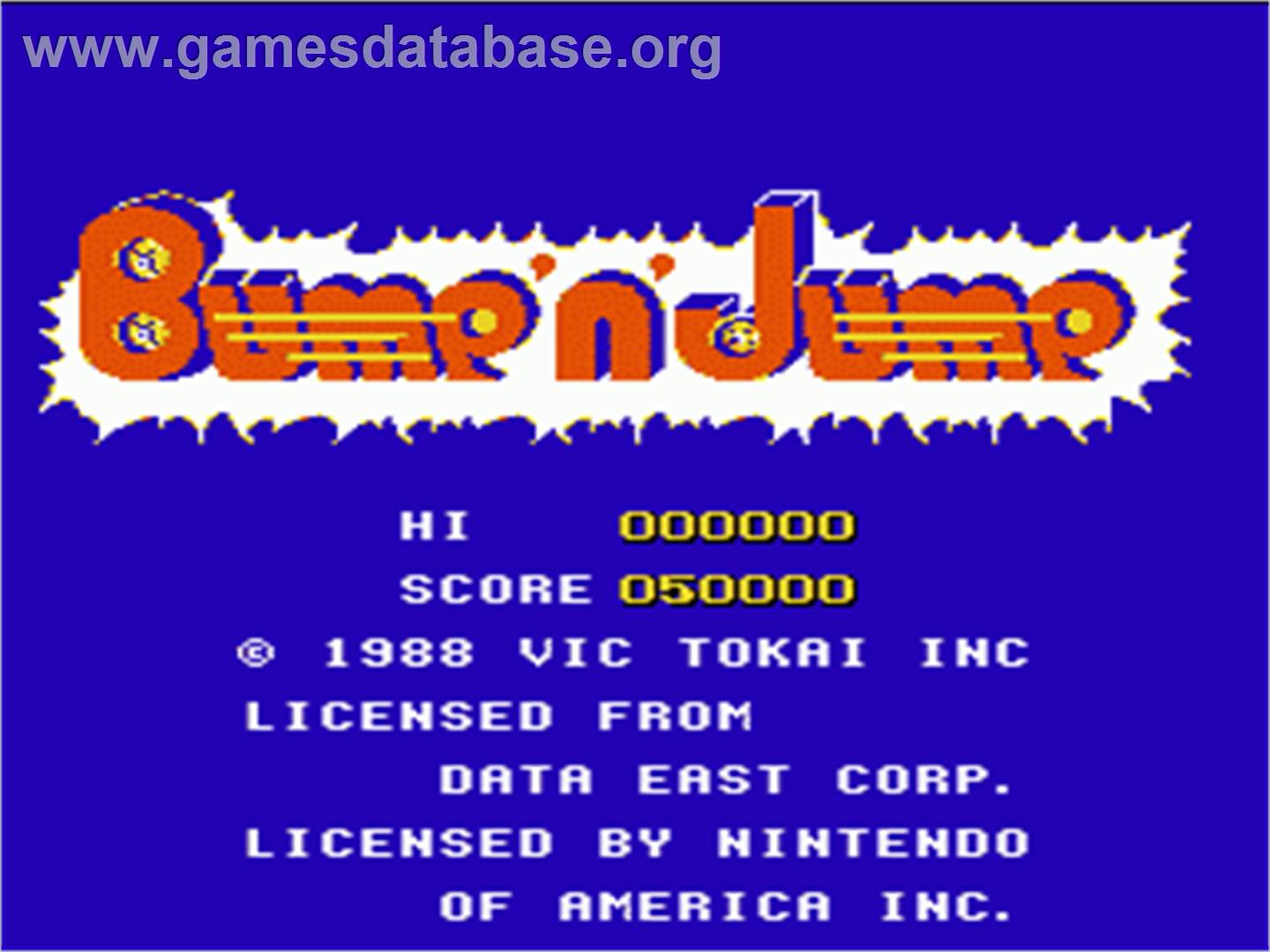 Bump 'n' Jump - Nintendo NES - Artwork - Title Screen