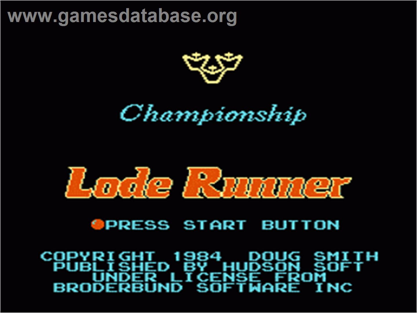 Championship Lode Runner - Nintendo NES - Artwork - Title Screen