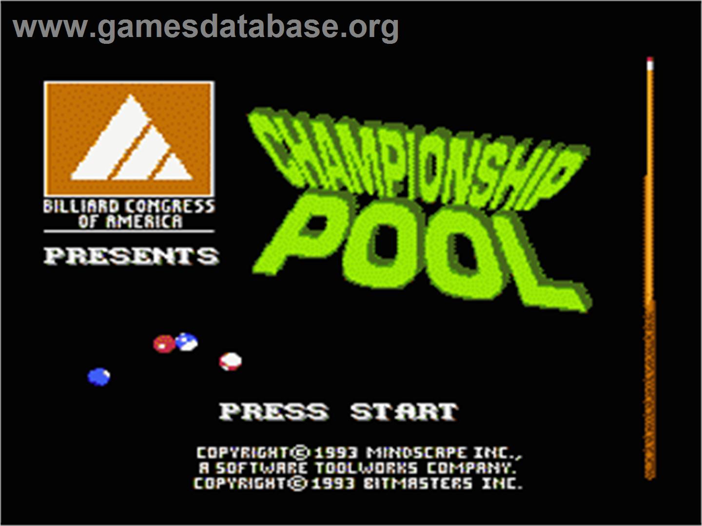 Championship Pool - Nintendo NES - Artwork - Title Screen