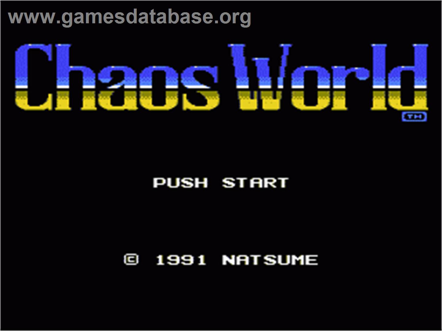 Chaos World - Nintendo NES - Artwork - Title Screen