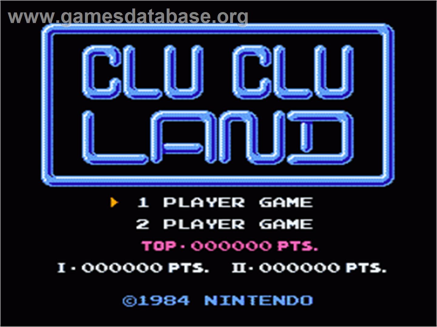 Clu Clu Land - Nintendo NES - Artwork - Title Screen
