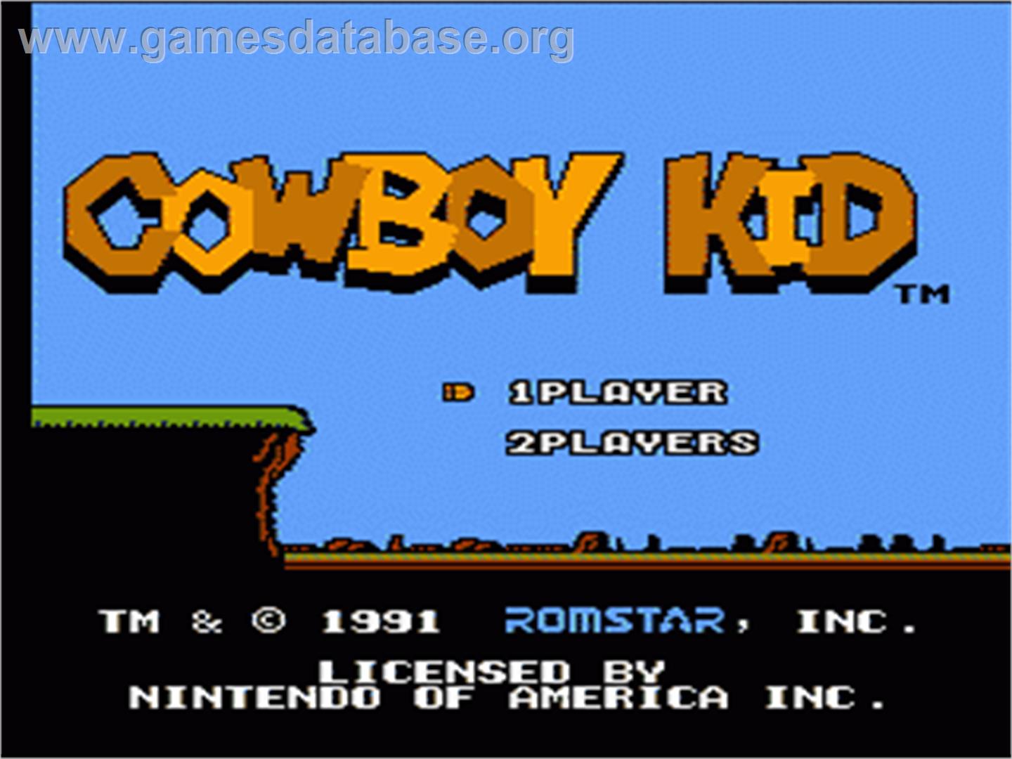Cowboy Kid - Nintendo NES - Artwork - Title Screen