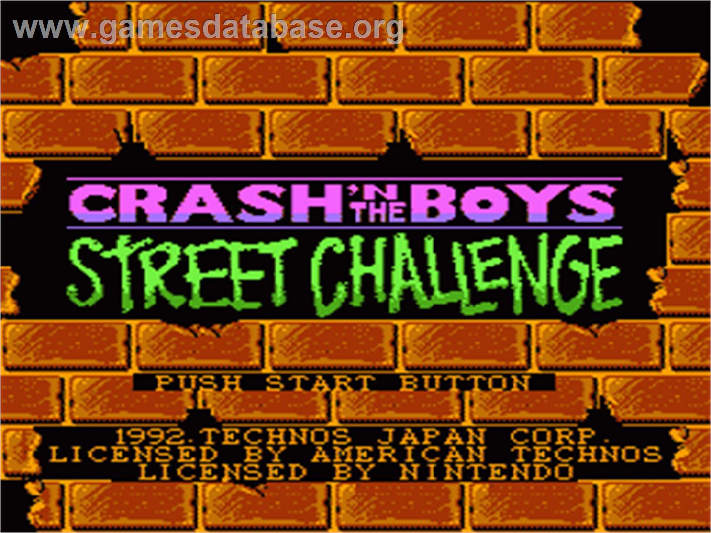 Crash 'N the Boys: Street Challenge - Nintendo NES - Artwork - Title Screen