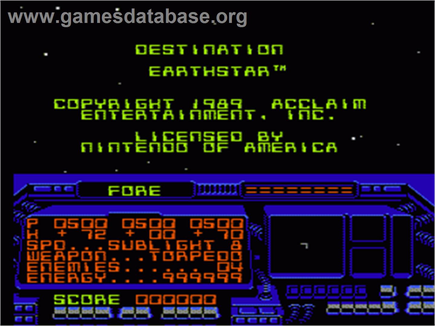 Destination Earthstar - Nintendo NES - Artwork - Title Screen