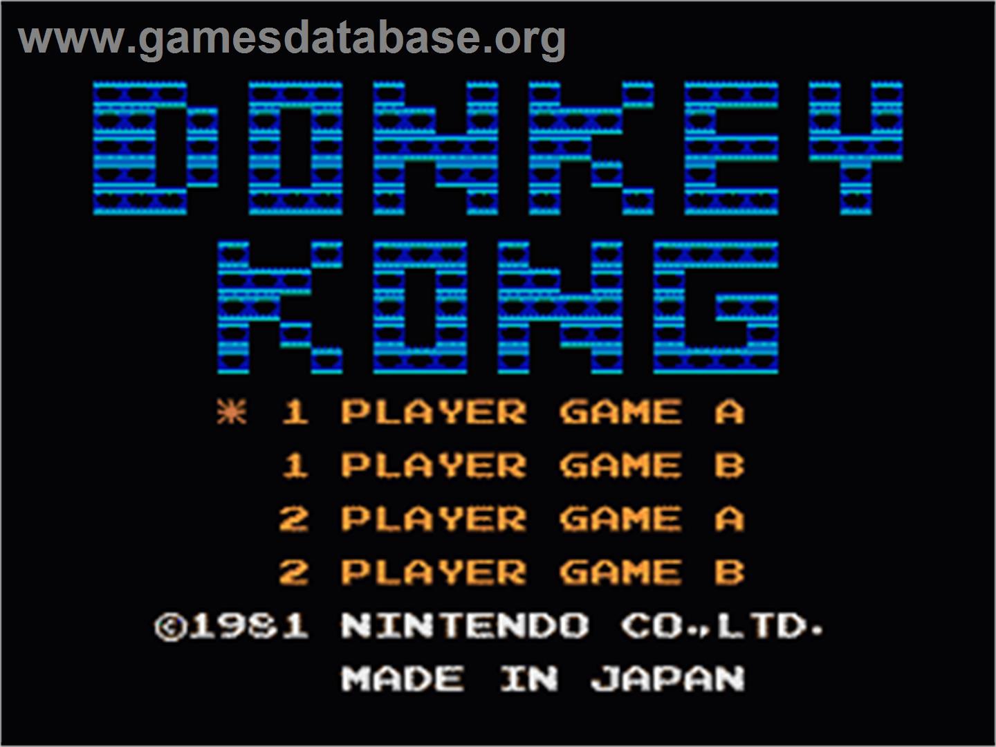 Donkey Kong - Nintendo NES - Artwork - Title Screen