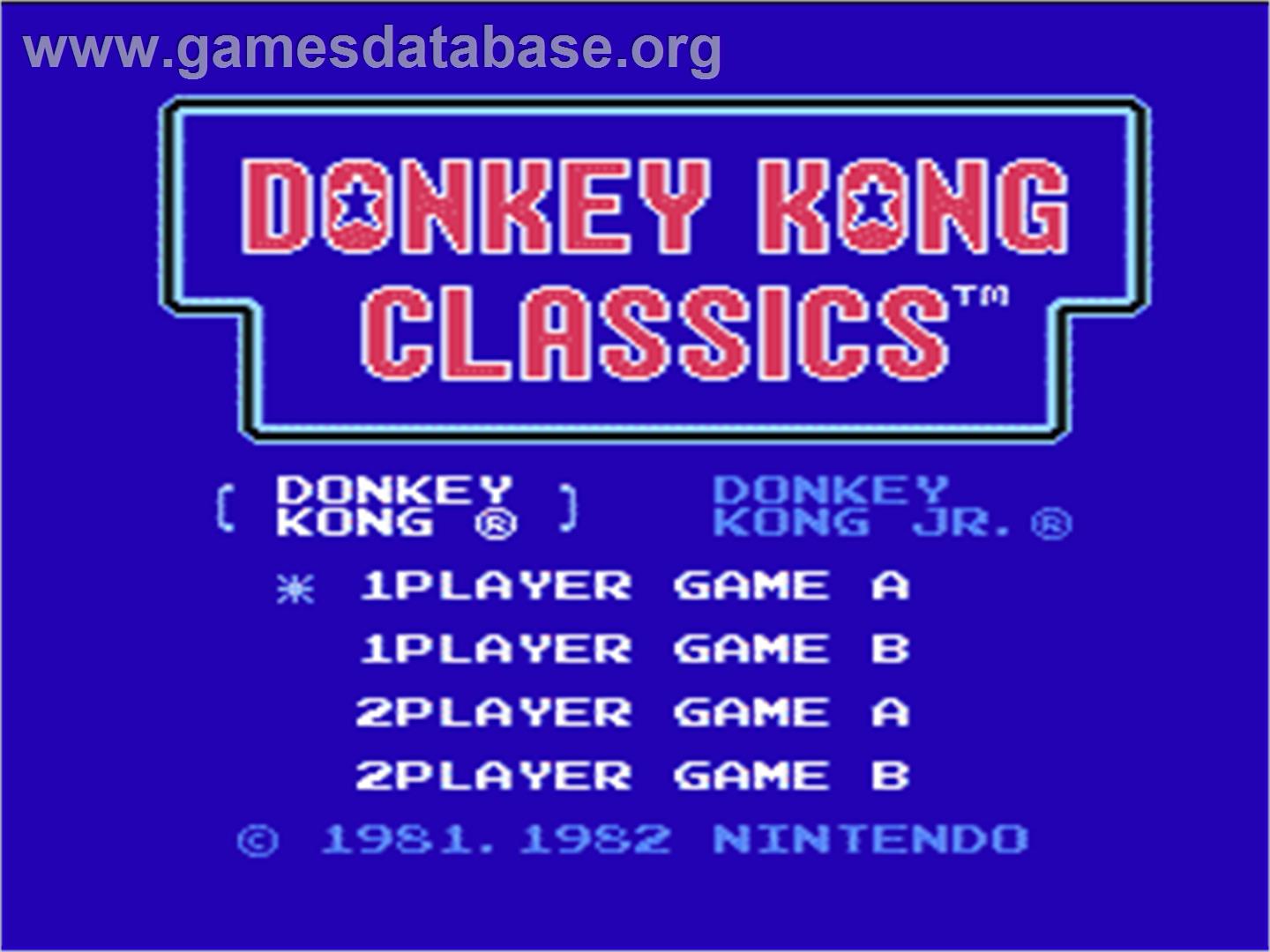 Donkey Kong Classics - Nintendo NES - Artwork - Title Screen