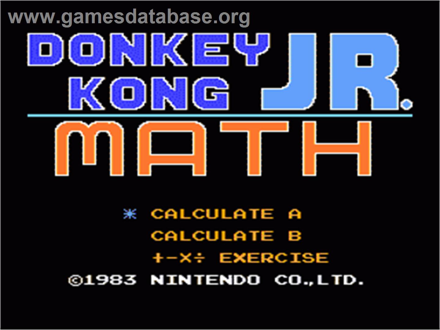 Donkey Kong Junior Math - Nintendo NES - Artwork - Title Screen
