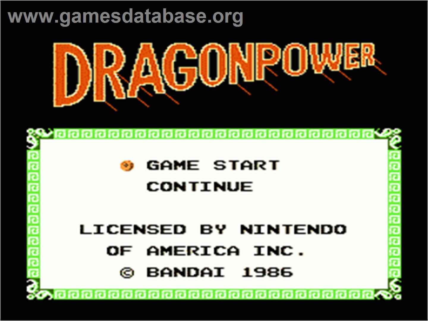 Dragon Power - Nintendo NES - Artwork - Title Screen