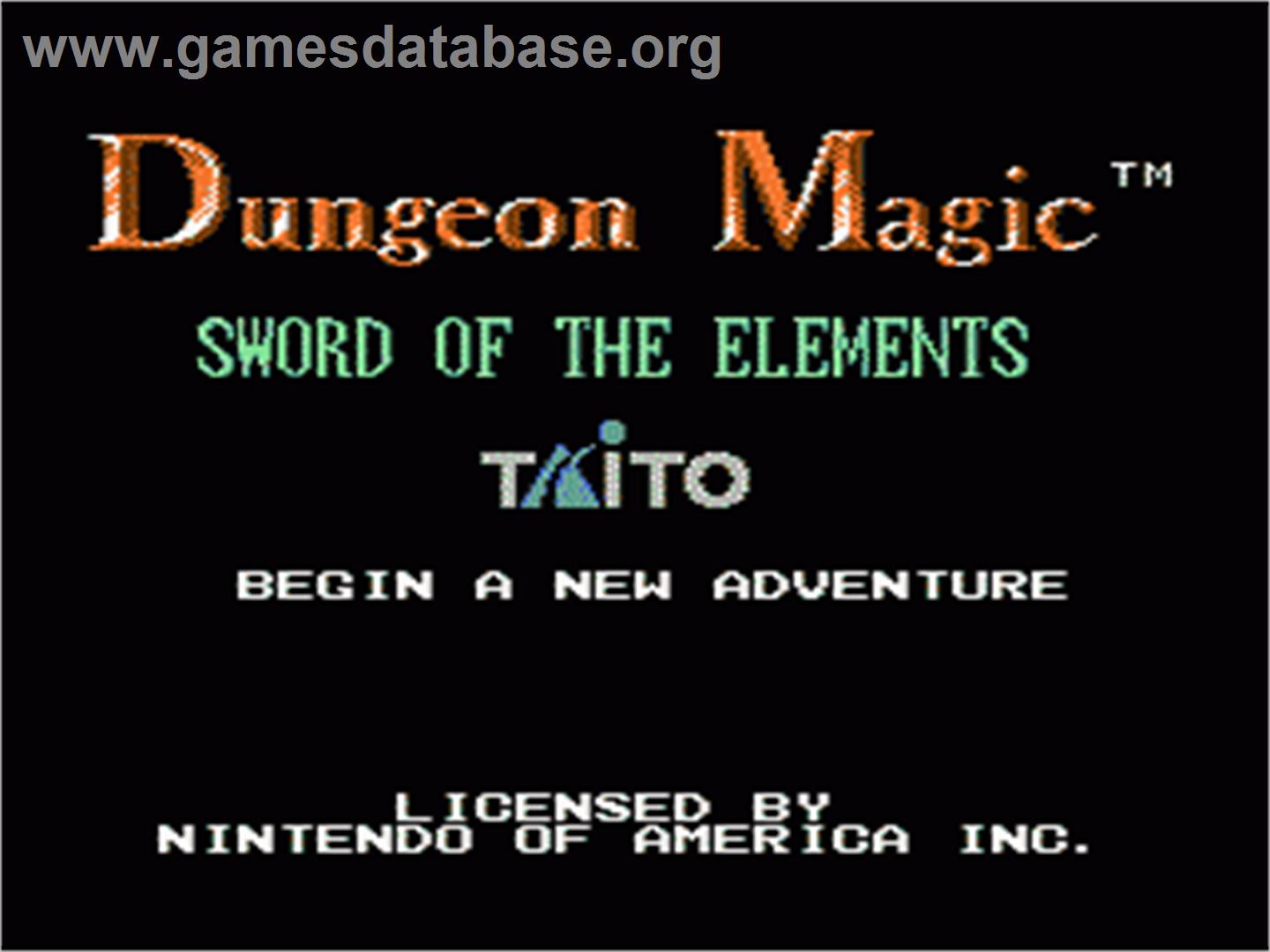 Dungeon Magic: Sword of the Elements - Nintendo NES - Artwork - Title Screen