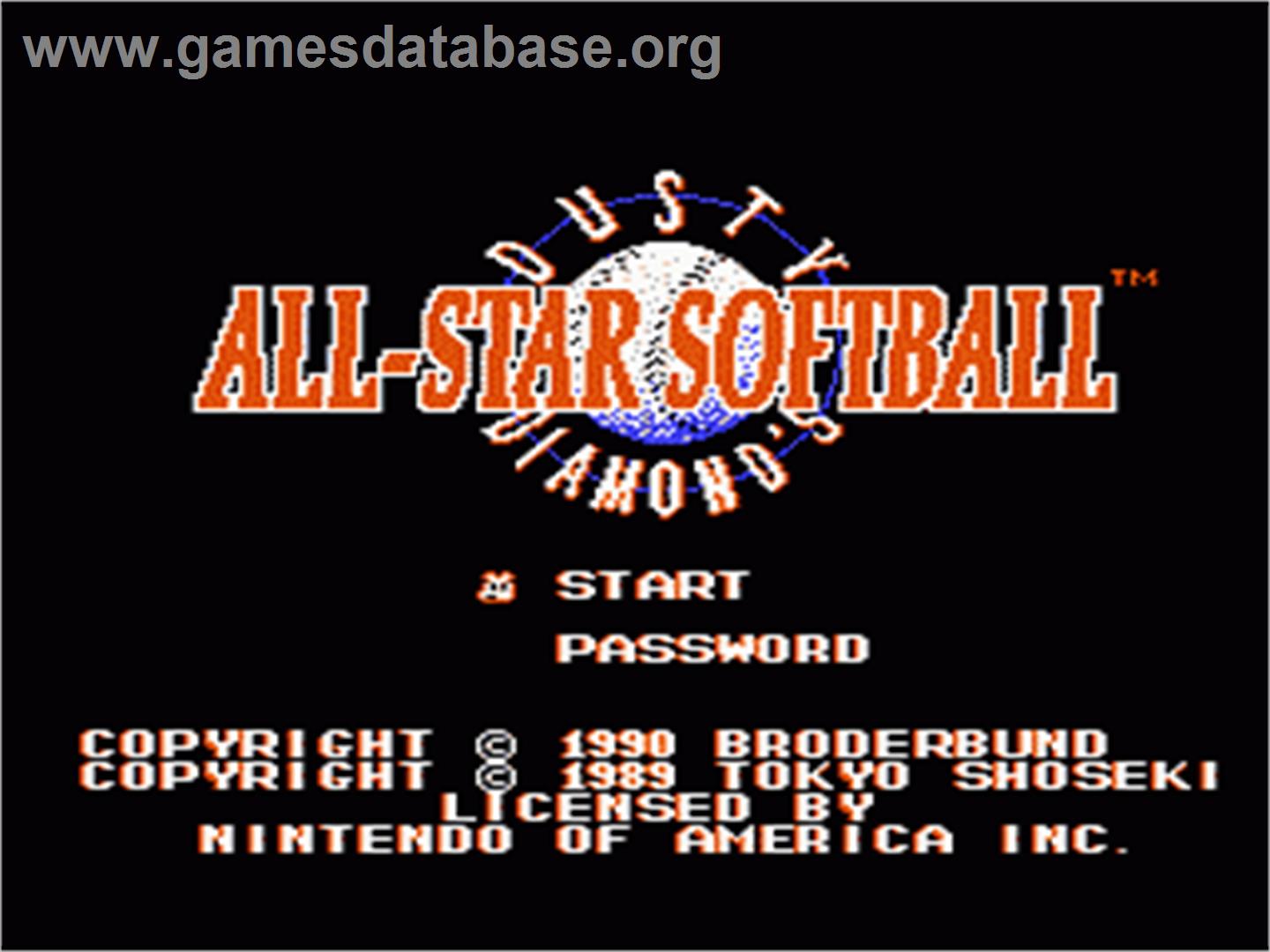 Dusty Diamond's All-Star Softball - Nintendo NES - Artwork - Title Screen