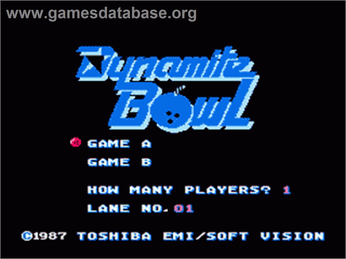 Dynamite Bowl - Nintendo NES - Artwork - Title Screen