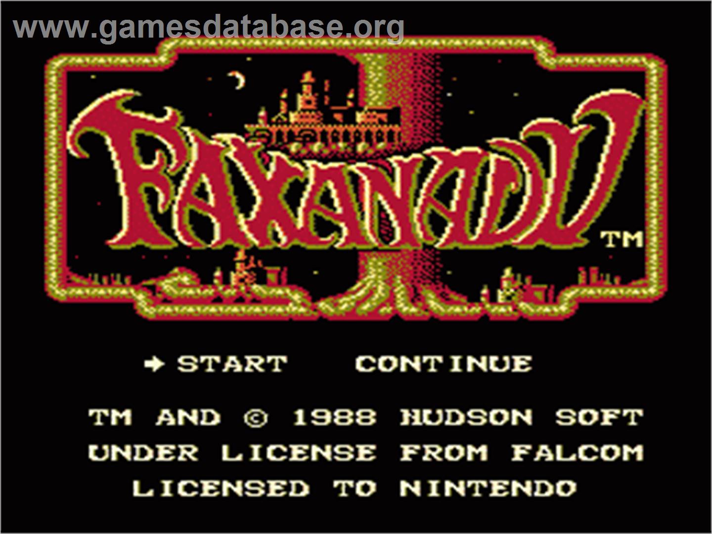 Faxanadu - Nintendo NES - Artwork - Title Screen